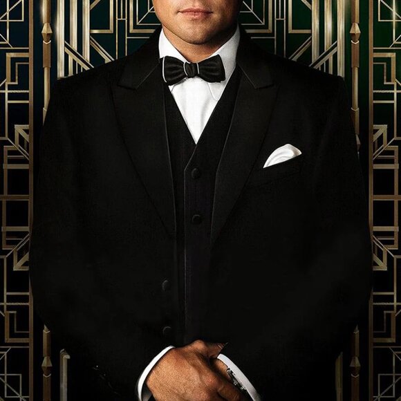 Mens Great GatsbyLeonardo Dicaprio Vested Tuxedo in Black